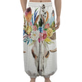 Boho Floral Deer Skull Print Lantern Pants