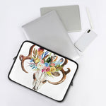 Boho Floral Deer Skull Print Laptop Sleeve
