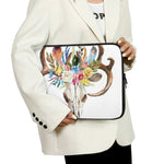 Boho Floral Deer Skull Print Laptop Sleeve
