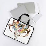 Boho Floral Deer Skull Print Laptop Sleeve With Handle