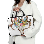 Boho Floral Deer Skull Print Laptop Sleeve With Handle