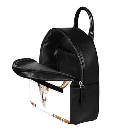 Boho Floral Deer Skull Print Leather Backpack