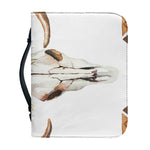 Boho Floral Deer Skull Print Leather Bible Cover