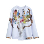 Boho Floral Deer Skull Print Long Sleeve Short Coat