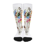 Boho Floral Deer Skull Print Long Socks