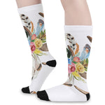 Boho Floral Deer Skull Print Long Socks