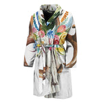 Boho Floral Deer Skull Print Men's Bathrobe