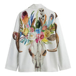Boho Floral Deer Skull Print Men's Blazer