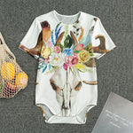 Boho Floral Deer Skull Print Men's Bodysuit