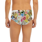Boho Floral Deer Skull Print Men's Briefs