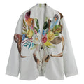 Boho Floral Deer Skull Print Men's Cotton Blazer