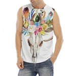 Boho Floral Deer Skull Print Men's Fitness Tank Top