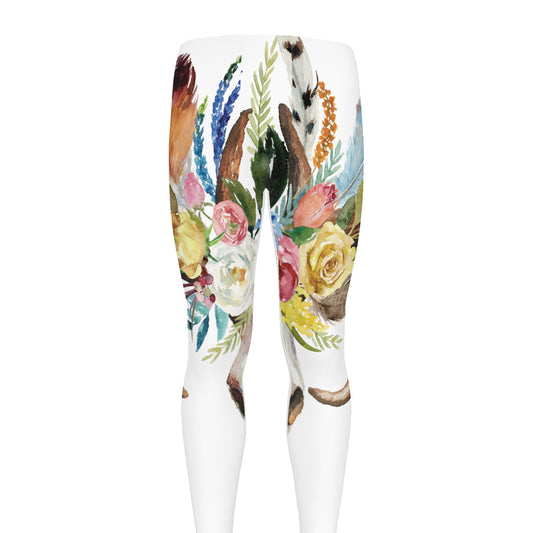 Boho Floral Deer Skull Print Men's leggings
