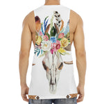 Boho Floral Deer Skull Print Men's Muscle Tank Top