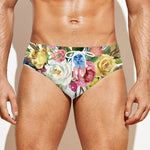 Boho Floral Deer Skull Print Men's Swim Briefs
