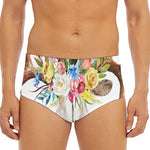 Boho Floral Deer Skull Print Men's Triangle Swim Briefs