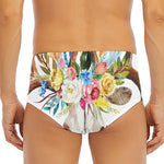 Boho Floral Deer Skull Print Men's Triangle Swim Briefs