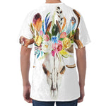 Boho Floral Deer Skull Print Men's Velvet T-Shirt