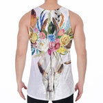 Boho Floral Deer Skull Print Men's Velvet Tank Top