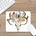Boho Floral Deer Skull Print Mouse Pad