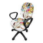 Boho Floral Deer Skull Print Office Chair Cover