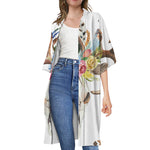 Boho Floral Deer Skull Print Open Front Beach Cover Up