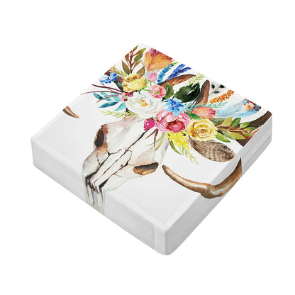 Boho Floral Deer Skull Print Outdoor Seat Cushion Cover