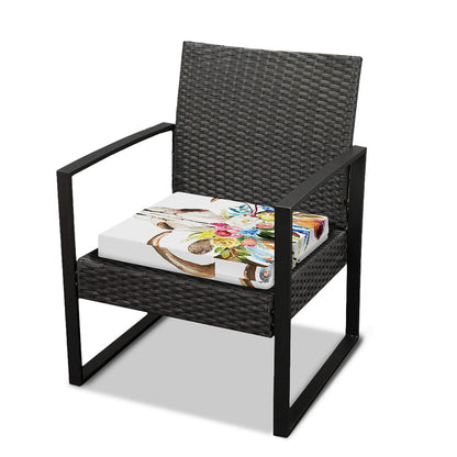 Boho Floral Deer Skull Print Outdoor Seat Cushion Cover