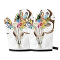 Boho Floral Deer Skull Print Oven Mitts