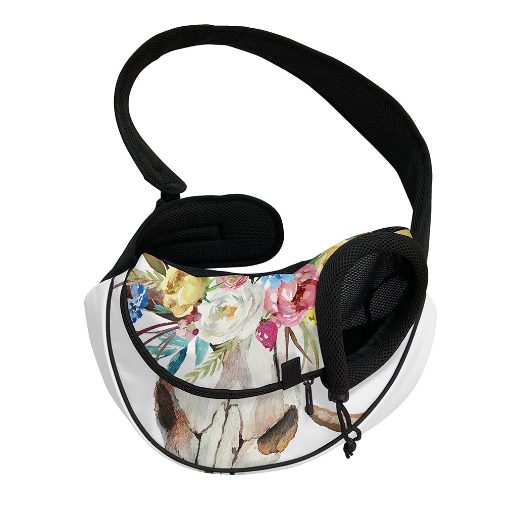 Boho Floral Deer Skull Print Pet Sling Carrier