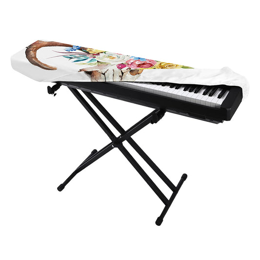 Boho Floral Deer Skull Print Piano Keyboard Cover