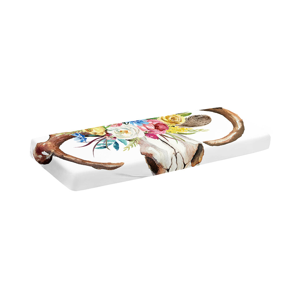 Boho Floral Deer Skull Print Piano Keyboard Cover