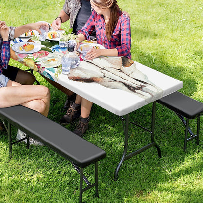 Boho Floral Deer Skull Print Picnic Table Cover