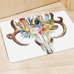 Boho Floral Deer Skull Print Polyester Doormat