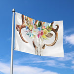 Boho Floral Deer Skull Print Polyester Flag