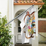 Boho Floral Deer Skull Print Polyester Flag