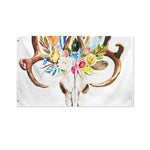 Boho Floral Deer Skull Print Polyester Flag