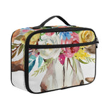 Boho Floral Deer Skull Print Portable Lunch Bag