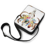 Boho Floral Deer Skull Print Rectangular Crossbody Bag