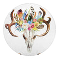 Boho Floral Deer Skull Print Round Blanket