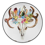 Boho Floral Deer Skull Print Round Floor Mat
