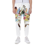 Boho Floral Deer Skull Print Scuba Joggers