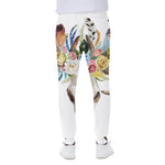 Boho Floral Deer Skull Print Scuba Joggers