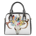 Boho Floral Deer Skull Print Shoulder Handbag