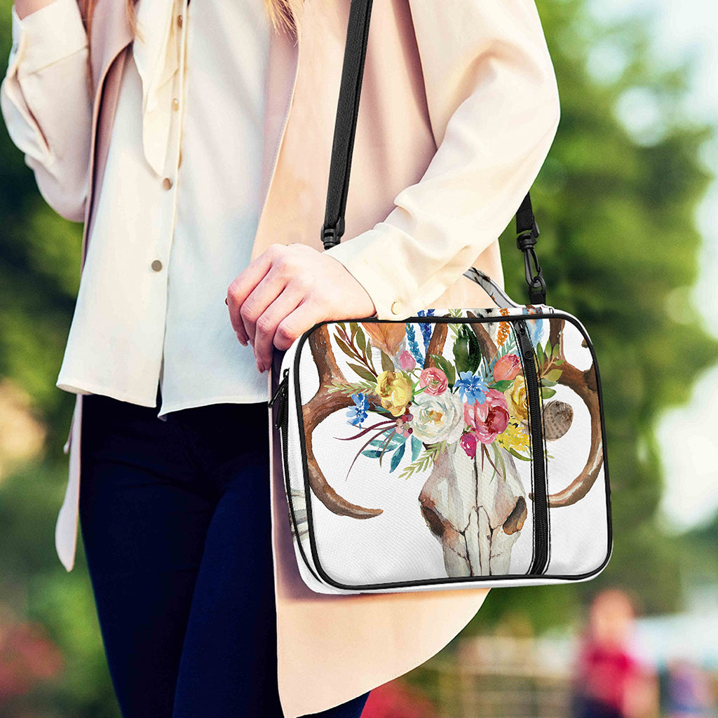 Boho Floral Deer Skull Print Shoulder Strap Bible Bag