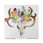 Boho Floral Deer Skull Print Silk Bandana