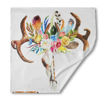 Boho Floral Deer Skull Print Silk Bandana