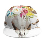 Boho Floral Deer Skull Print Snapback Cap