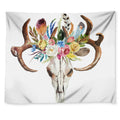 Boho Floral Deer Skull Print Tapestry