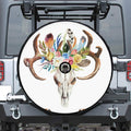 Boho Floral Deer Skull Print Tire Cover With Camera Hole